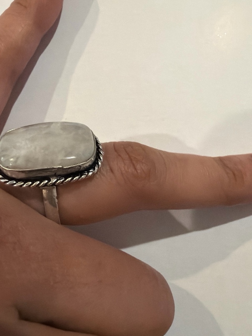 Sterling Silver Moonstone Statement Ring - White Moonstone - Picture 3 of 4
